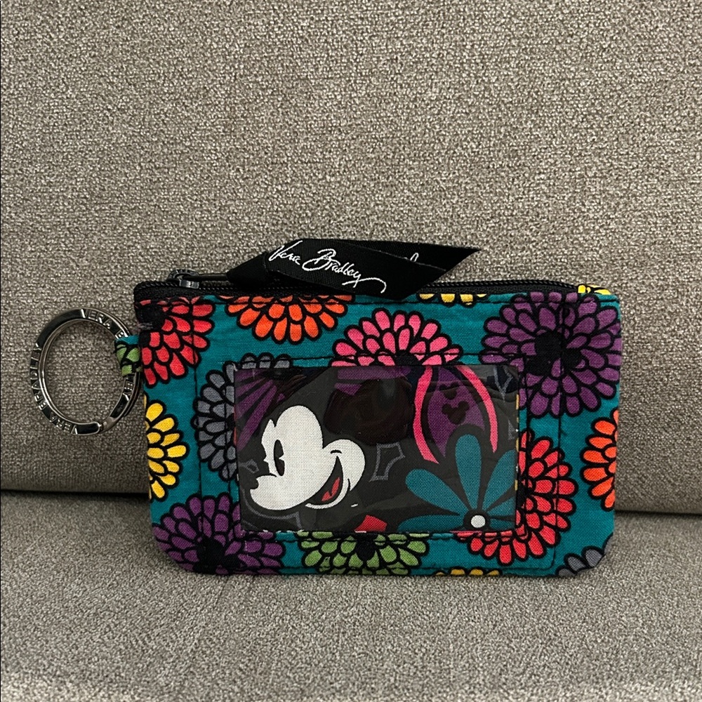 Vera Bradley Disney Zip ID “Mickey’s Magical Blooms” EUC